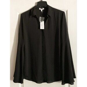Express Women's Portofino Slim Fit Bell sleeve Shirt Size L, Black NWT